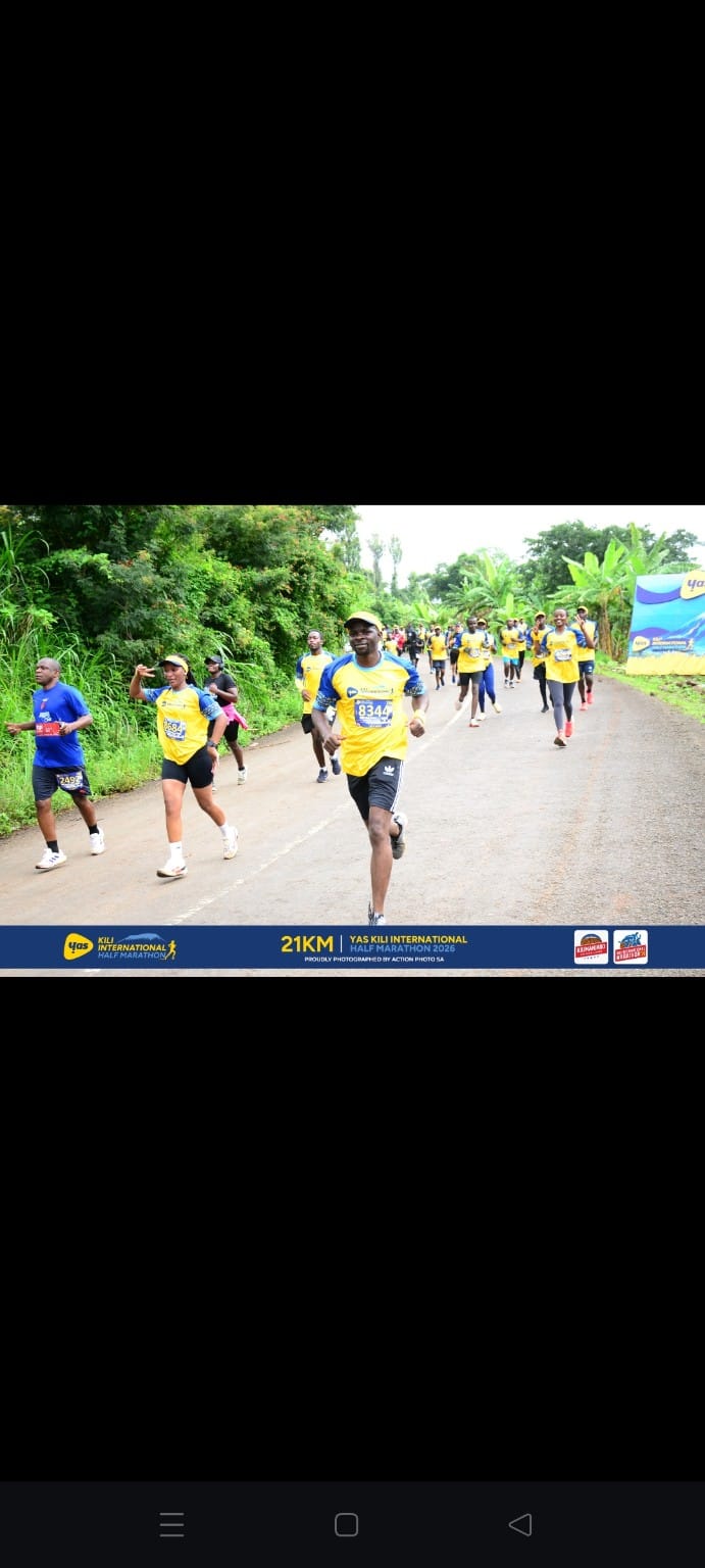 Runners competing on a road race organised in East Africa